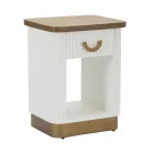 Nachttisch aus Holz mit Relieflinien verziert, mit Schublade und Ablage - Rachel Viadurini