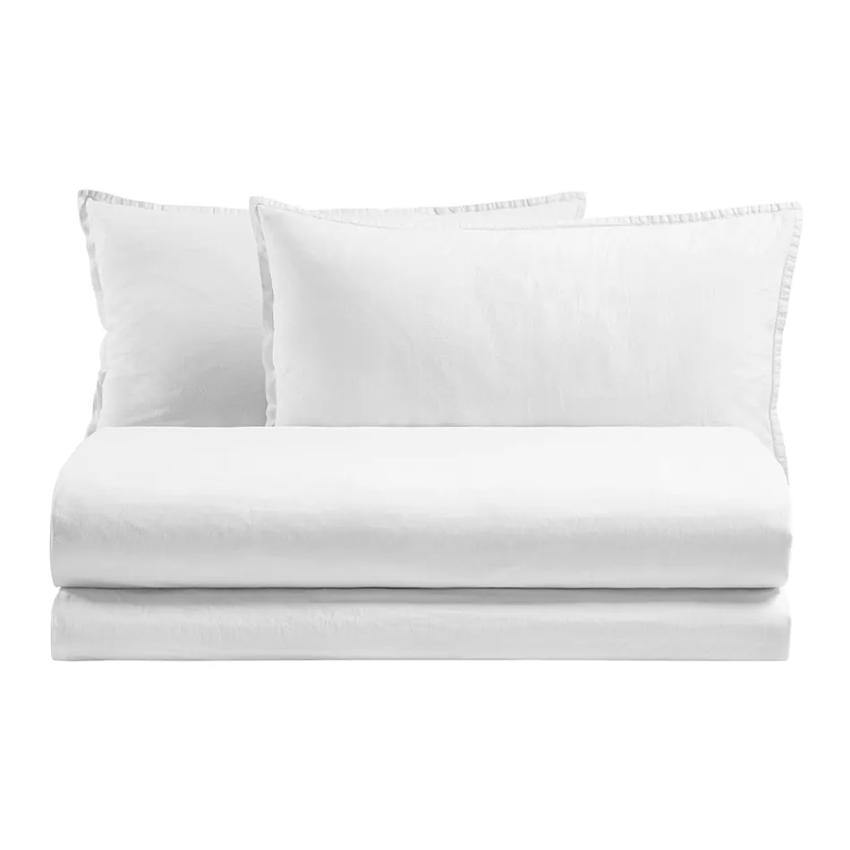 Kompletter Doppelbett-Bettbezug aus reiner, stückgefärbter Baumwolle - Delicacy Viadurini