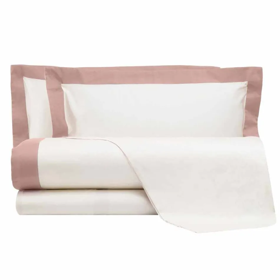 Satin Sheet Set für Doppelbett mit farbigen Kanten - Hyazinthe Viadurini