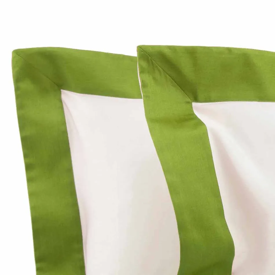 Satin Sheet Set für Doppelbett mit farbigen Kanten - Hyazinthe Viadurini