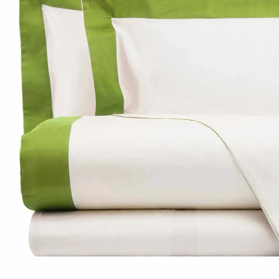 Satin Sheet Set für Doppelbett mit farbigen Kanten - Hyazinthe Viadurini