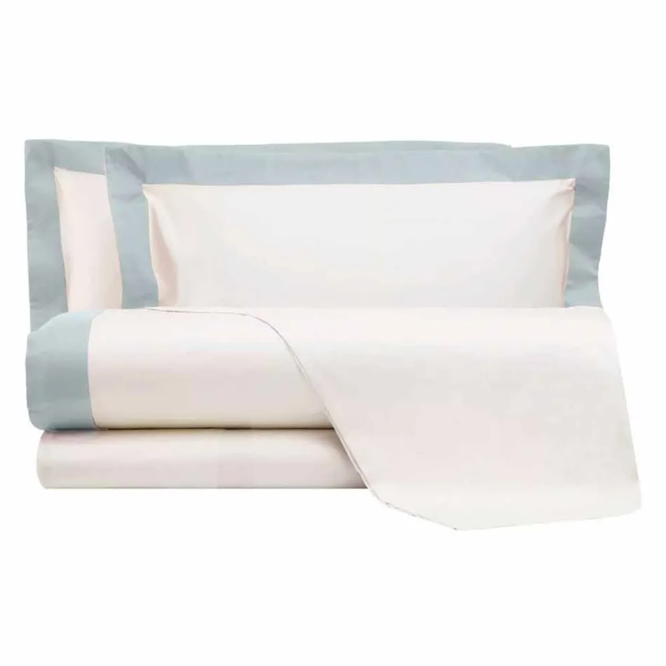 Satin Sheet Set für Doppelbett mit farbigen Kanten - Hyazinthe Viadurini