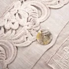 Doppelbettlaken-Set aus hellem Leinen und Armonia-Spitze, 2 Farben – Dettox Viadurini