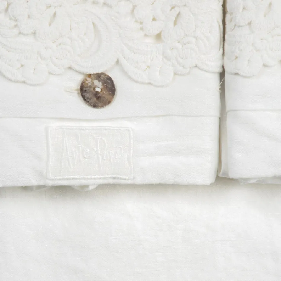 Doppelbettlaken-Set aus hellem Leinen und Armonia-Spitze, 2 Farben – Dettox Viadurini