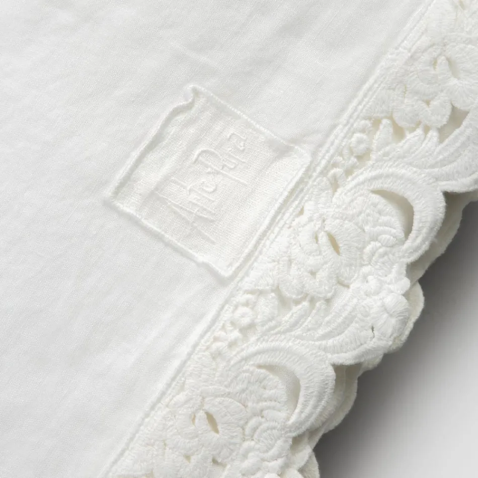 Doppelbettlaken-Set aus hellem Leinen und Armonia-Spitze, 2 Farben – Dettox Viadurini