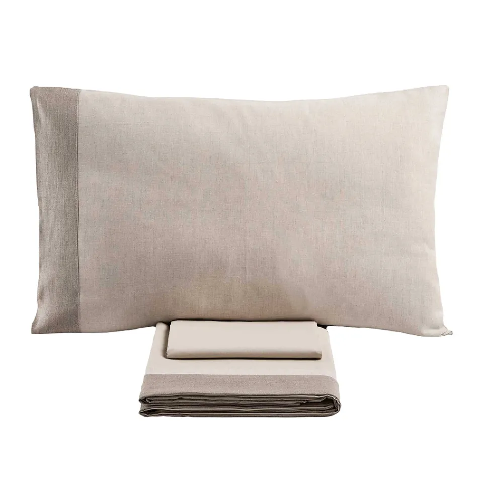 Doppelbettset aus 90 % Baumwolle und 10 % Leinen, hergestellt in Italien – Nestle Viadurini