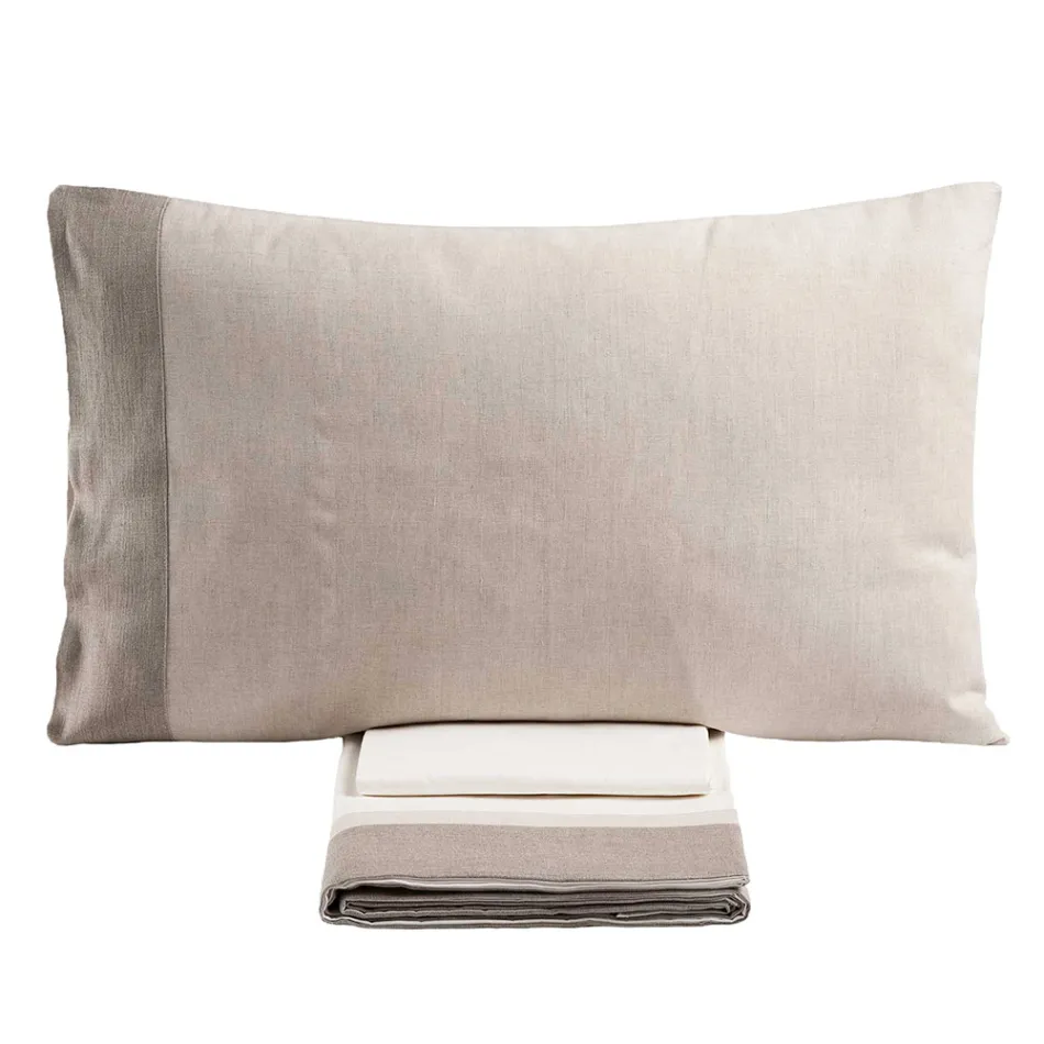 Doppelbettset aus 90 % Baumwolle und 10 % Leinen, hergestellt in Italien – Nestle Viadurini