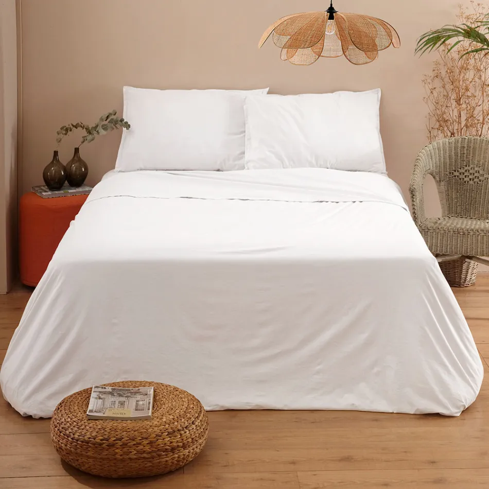 Komplettes Doppelbett aus reiner, im Stück gefärbter und schattierter Baumwolle - Delicacy Viadurini