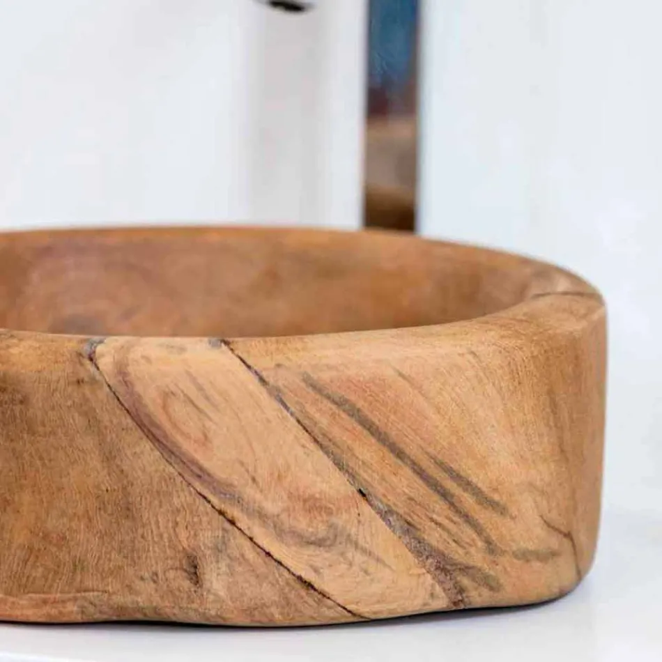 Composition 3 Badezimmermöbel aus Teakholz und Hi Macs® - Talk Viadurini