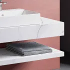 Zusammensetzung 3 Hängende Badezimmermöbel aus Feinsteinzeug 4 Ausführungen - Rambina Viadurini