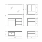 Zusammensetzung 5 freistehende Badezimmermöbel aus Metall und Ecolegno Made in Italy - Cizco Viadurini