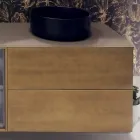 Zusammensetzung 5 Hängende Badezimmermöbel aus Holz und Kristall Made in Italy - Renga Viadurini