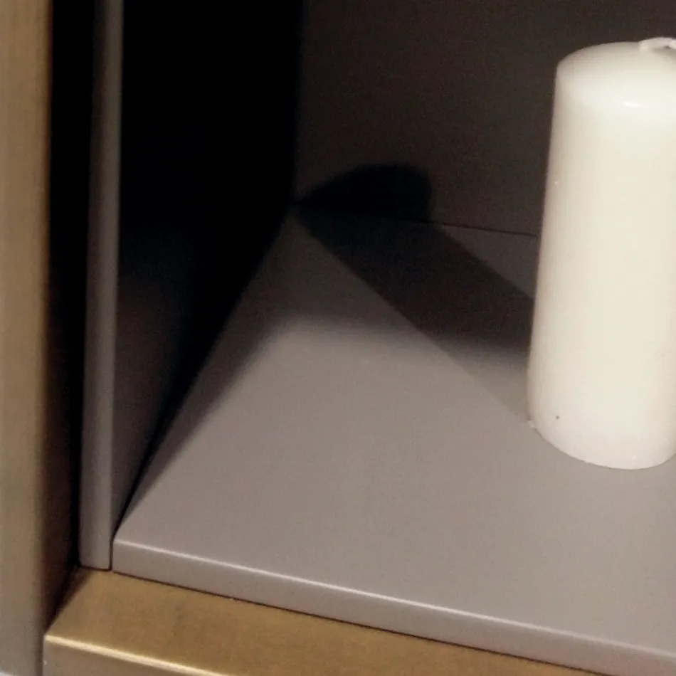 Zusammensetzung 5 Hängende Badezimmermöbel aus Holz und Kristall Made in Italy - Renga Viadurini