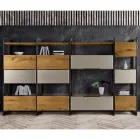 Wandkomposition aus MDF und eichenbeschichteter Tischlerplatte, hergestellt in Italien – Marit Viadurini