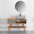 Badezimmermöbel-Komposition mit rundem Spiegel und Bodenschrank - Sylviane