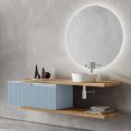 Badezimmerkomposition in Tiffany-Blau und Eiche mit Spiegel, hergestellt in Italien – Ermes
