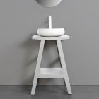 Weiße Badezimmerkomposition mit Accessoires und Spiegel aus Ton - Maryse Viadurini