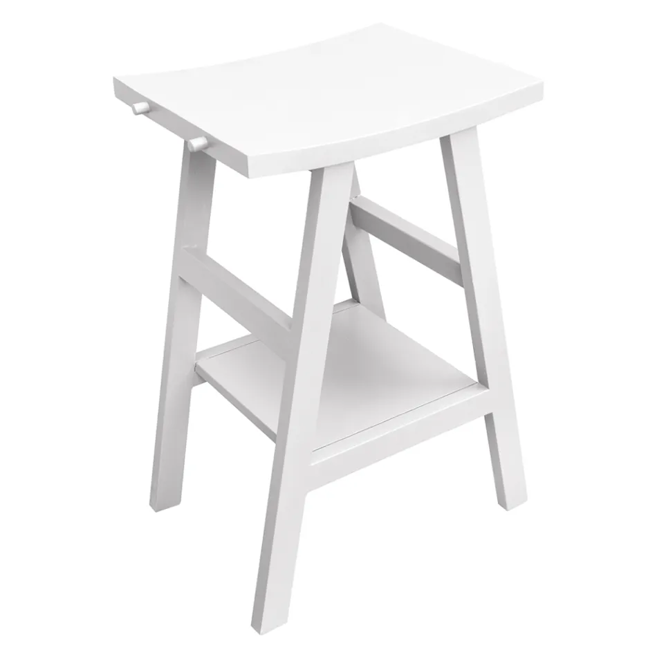 Weiße Badezimmerkomposition mit Accessoires und Spiegel aus Ton - Maryse Viadurini