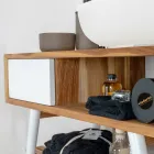 Weiße Badezimmerkomposition mit Schrank, Spiegel und Zubehör - Sylviane Viadurini