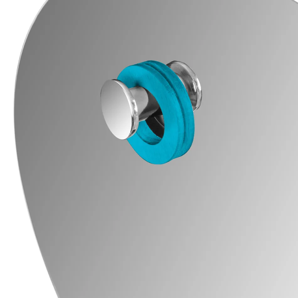 Blaue Badezimmerkomposition mit Teak-Bodenschrank und Zubehör - Sylviane Viadurini