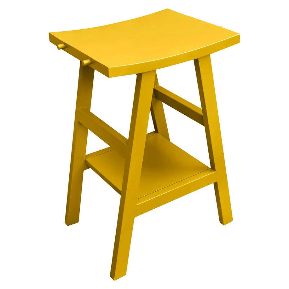 Gelbe Badezimmerkomposition mit Spiegel und Zubehör - Maryse Viadurini