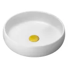 Gelbe Badezimmerkomposition mit Spiegel und Zubehör - Maryse Viadurini