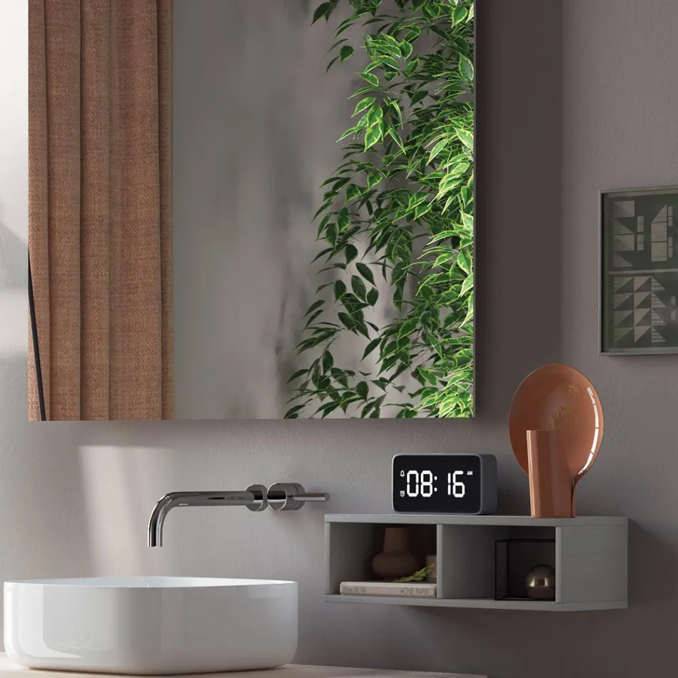 Badezimmerkomposition komplett mit Waschbecken, Spiegel und Sockel, hergestellt in Italien – Dream Viadurini