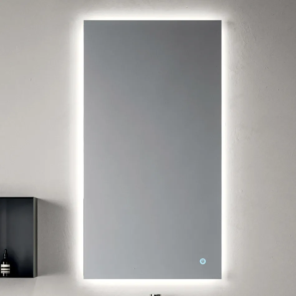 Badezimmerausstattung bestehend aus einem Regal mit Waschbecken, Wandschränken und Spiegel - Velaria Viadurini