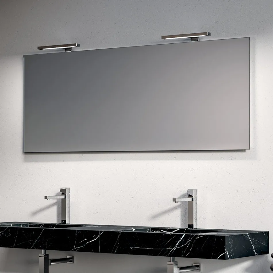 Badezimmer-Kombination mit 1 weißer Schublade, Spiegel und Marquina HPL-Regal - Velaria Viadurini