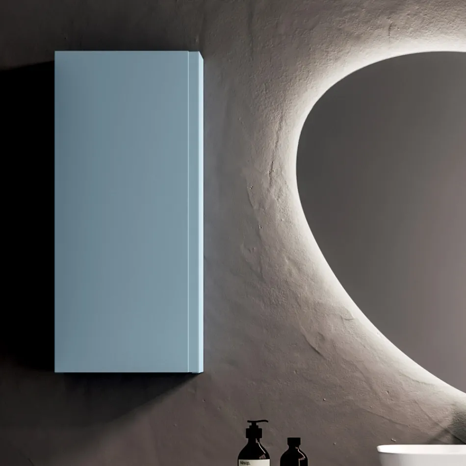 Badezimmer-Kombination mit 2 Unterschränken mit je 1 Schublade und Spiegel - Titan Viadurini