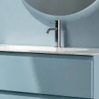 Badezimmer-Kombination mit 2 Schubladen, 1 offenem Fach und Spiegel - Titan Viadurini