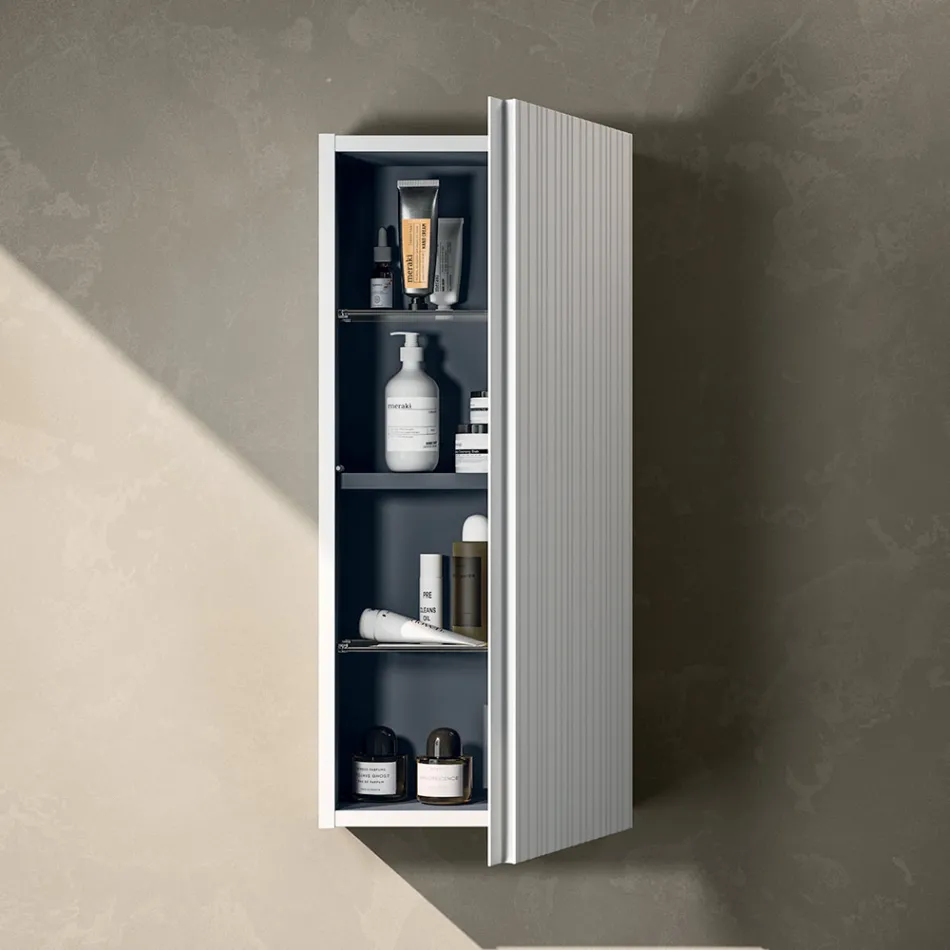 Badezimmer-Kombination mit 2 Schubladen, 2 offenen Fächern und Waschbecken - Elios Viadurini