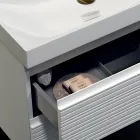 Badezimmer-Kombination mit 2 mattweißen Schubladen, Waschbecken und Spiegel - Elios Viadurini