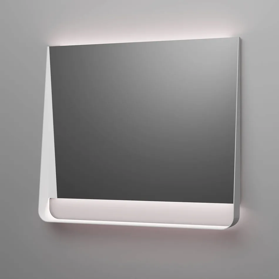 Badezimmer-Kombination mit 2 Schubladen, weißem Waschbecken, Spiegel und Wandschrank - Elios Viadurini