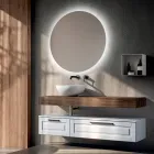 Badezimmer-Kombination mit 2 Schubladen, Spiegel und weißem Kunstharzwaschbecken – Magnolia Viadurini