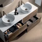 Badezimmer-Kombination mit 4 Schubladen in Rio-Eiche, Spiegel und Waschbecken - Velaria Viadurini