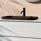 Badezimmer-Kombination mit 4 Schubladen, schwarzem Keramikwaschbecken und Spiegel - Elios Viadurini