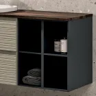 Badezimmer-Komposition mit 4 Schubladen, Waschbecken, Spiegel und offenen Regalen - Elios Viadurini