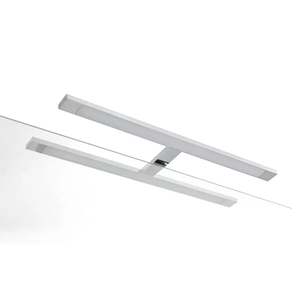 Badezimmer-Komposition mit 4 Schubladen, Waschbecken, Spiegel und offenen Regalen - Elios Viadurini