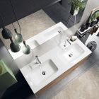 Badezimmerkomposition mit Sockel aus Honigeiche, Waschbecken und Spiegel, hergestellt in Italien – Kilos Viadurini