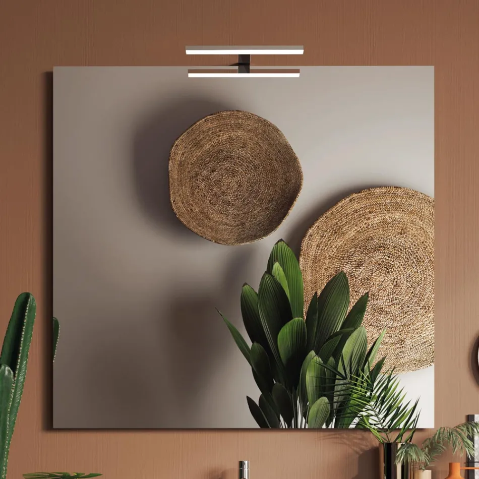 Badezimmerkomposition mit Hängesockel, Spiegel und Waschbecken Made in Italy – Dream Viadurini