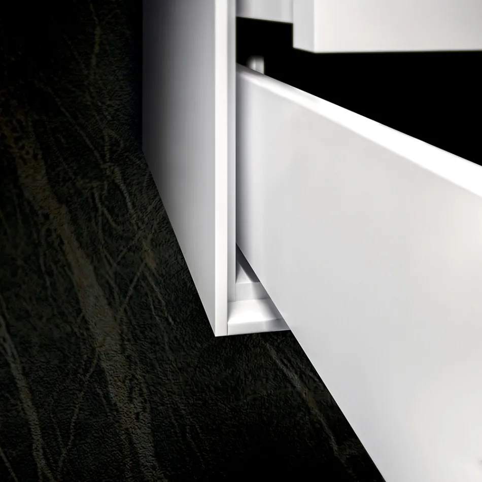 Badezimmerkomposition mit Sockel, Spiegel und Waschbecken aus Kunstharz, hergestellt in Italien – Kilos Viadurini