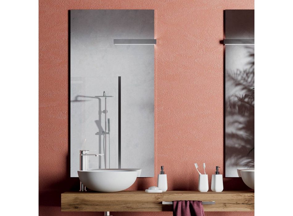 Badezimmerkomposition mit kratzfesten Basen und Waschbecken aus Kunstharz, hergestellt in Italien – Palom Viadurini