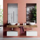 Badezimmerkomposition mit kratzfesten Basen und Waschbecken aus Kunstharz, hergestellt in Italien – Palom Viadurini