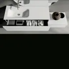 Badezimmer-Kombination mit Schubladen, Keramikwaschbecken und LED-Spiegel - Elios Viadurini