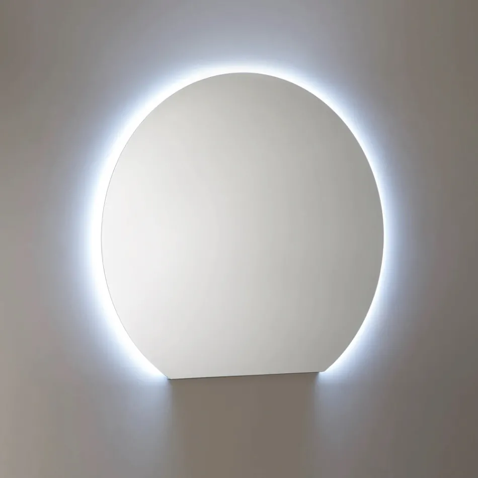 Badezimmer-Kombination mit Schubladen, Keramikwaschbecken und LED-Spiegel - Elios Viadurini