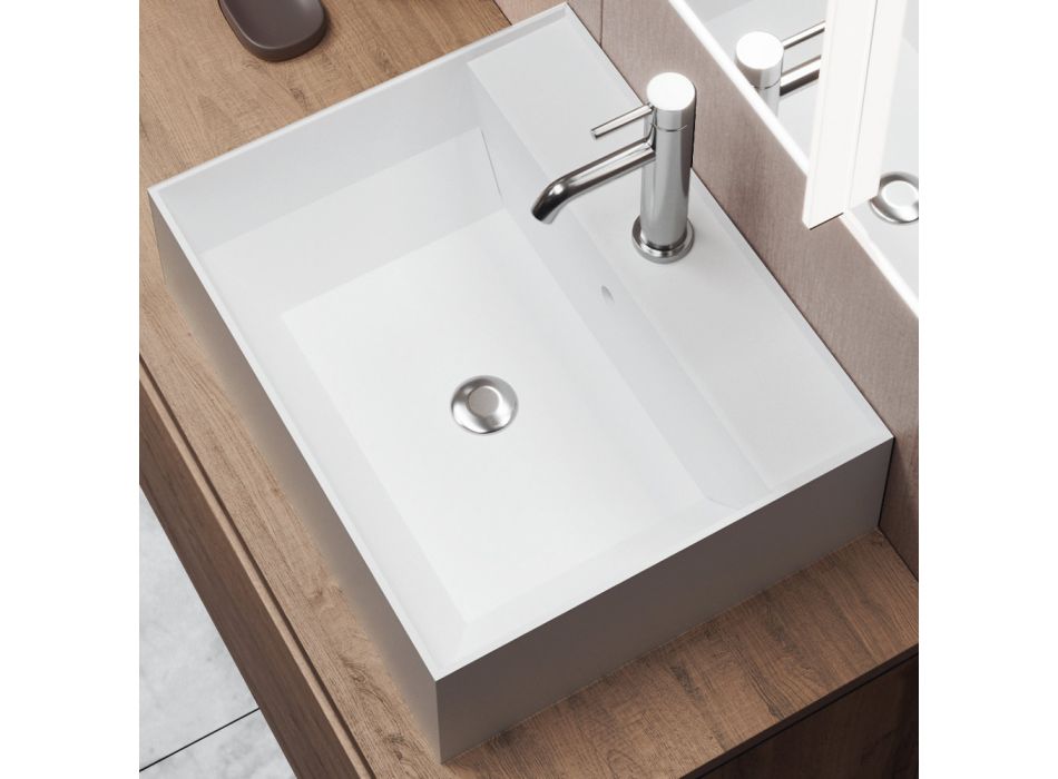 Badezimmerkomposition mit Spiegel mit integrierter Lampe, Waschbecken und Sockel – Dream Viadurini