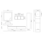 Badezimmerkomposition mit Spiegel und Keramikwaschbecken, hergestellt in Italien – Palom Viadurini