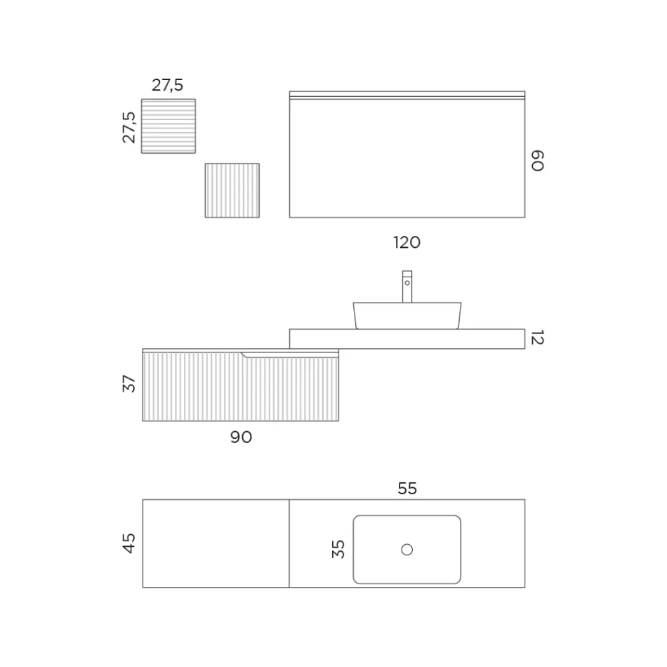 Badezimmerkomposition mit Spiegel und Metallwandschränken, hergestellt in Italien – Efesto Viadurini