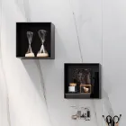 Badezimmerkomposition mit Spiegel, Harzwaschbecken und Sockel, hergestellt in Italien – Palom Viadurini